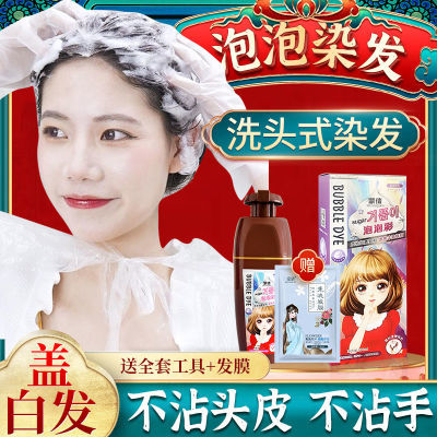 爆款泡泡沫染发剂植物天然品牌自己在家染发膏2022流行色不沾头皮
